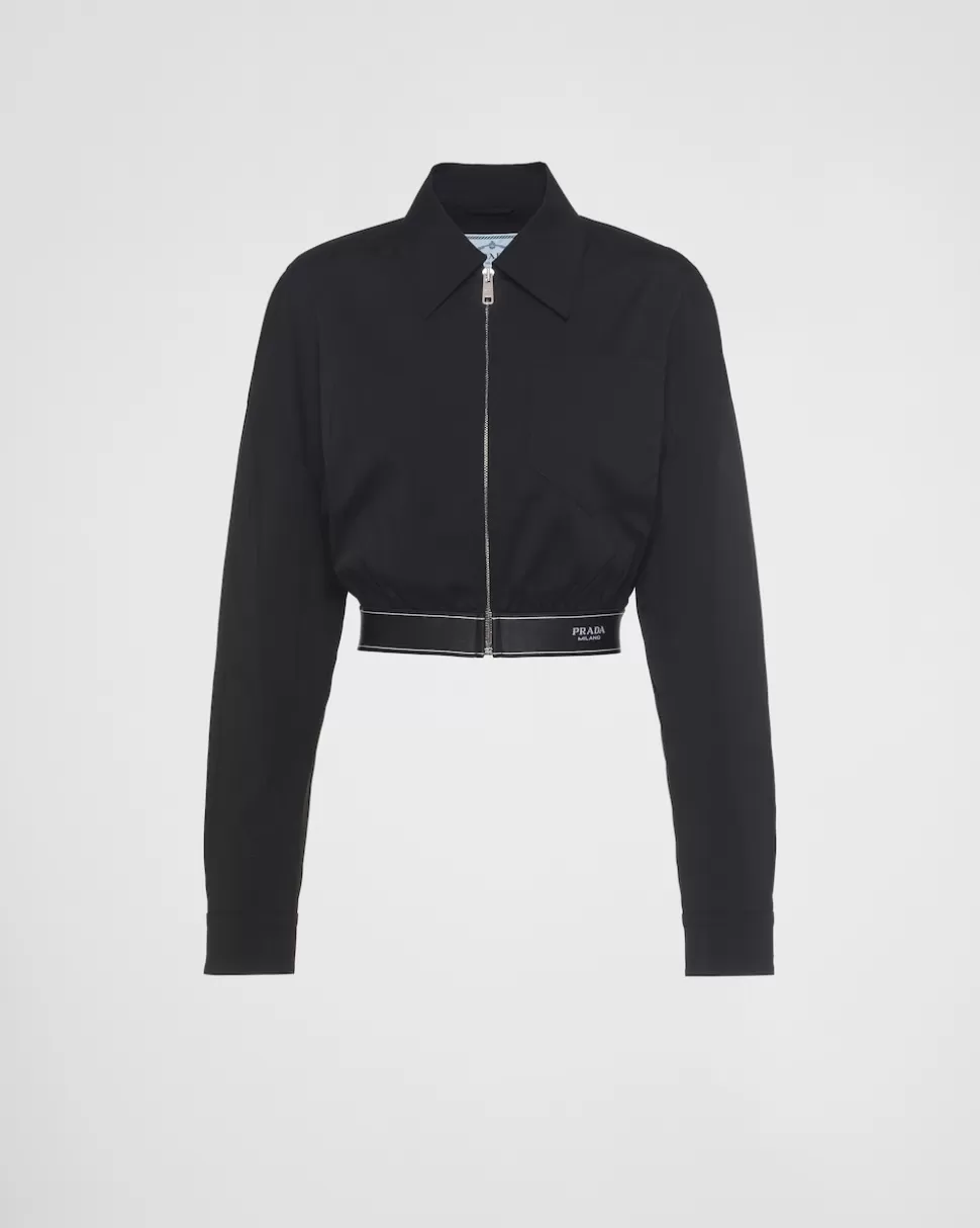 Prada Chaqueta Corta En Popelín Elástico^Mujer CHAQUETAS Y ABRIGOS