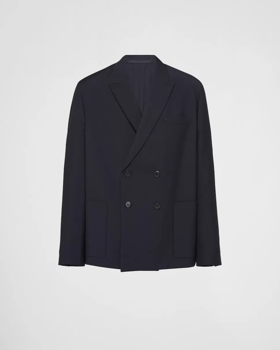 Prada Chaqueta De Botonadura Doble De Lana Mohair^Hombre CHAQUETAS Y ABRIGOS
