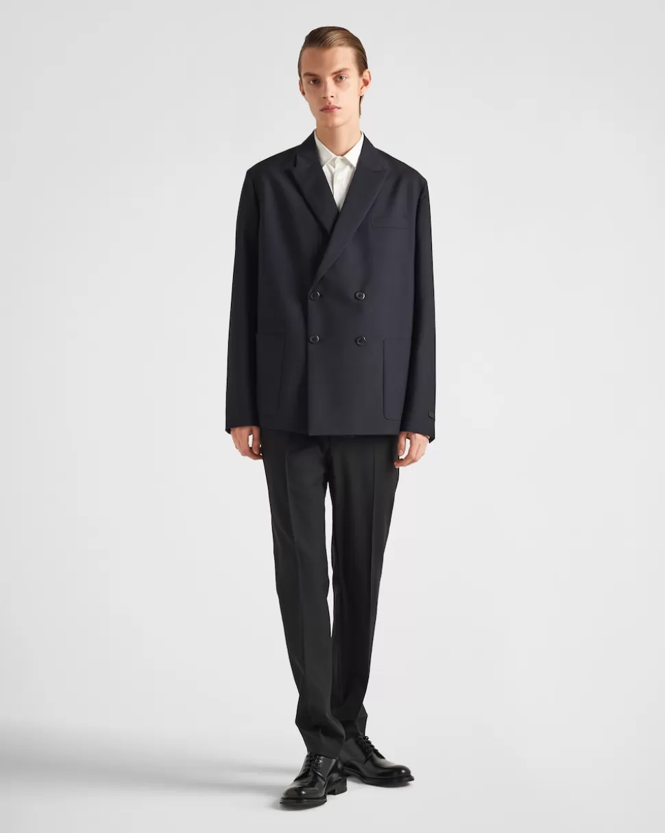 Prada Chaqueta De Botonadura Doble De Lana Mohair^Hombre CHAQUETAS Y ABRIGOS