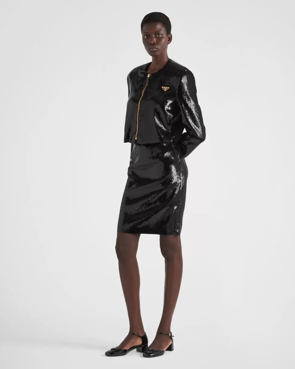 Prada Chaqueta De Botonadura Simple Con Lentejuelas^Mujer CHAQUETAS Y ABRIGOS