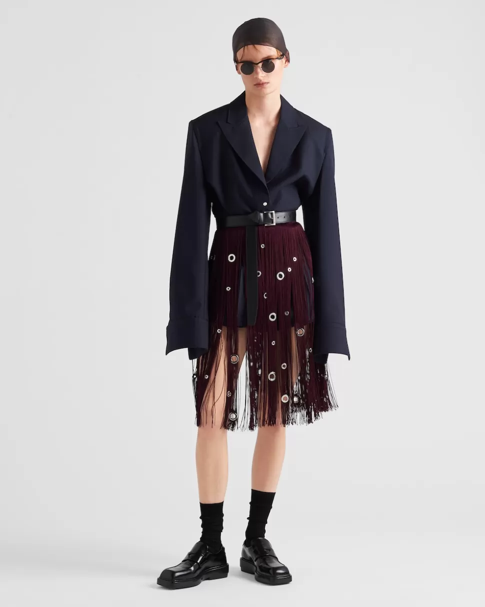 Prada Chaqueta De Botonadura Simple De Lana Con Raya Diplomática^Mujer CHAQUETAS Y ABRIGOS