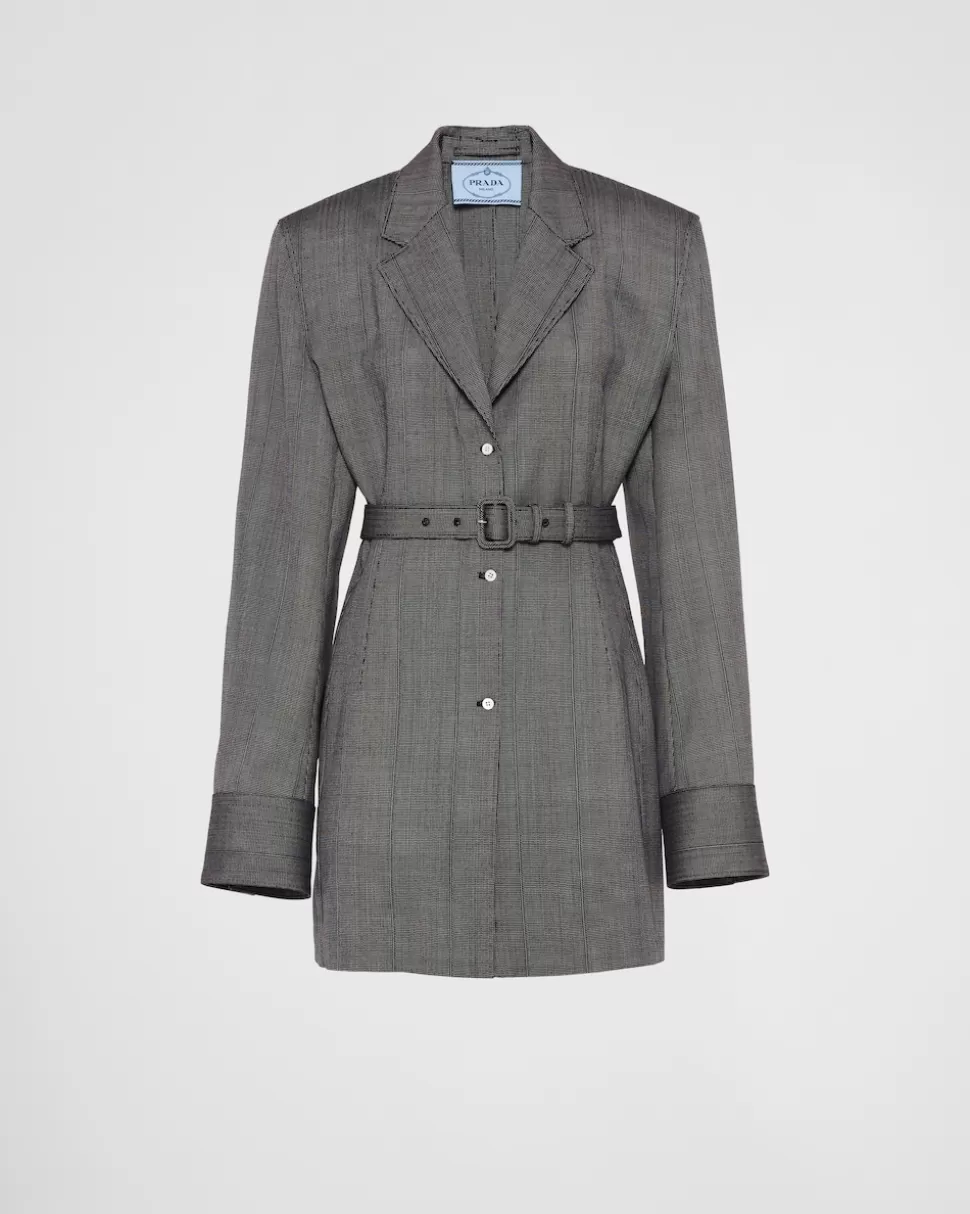 Prada Chaqueta De Botonadura Simple De Lana Con Raya Diplomática^Mujer CHAQUETAS Y ABRIGOS