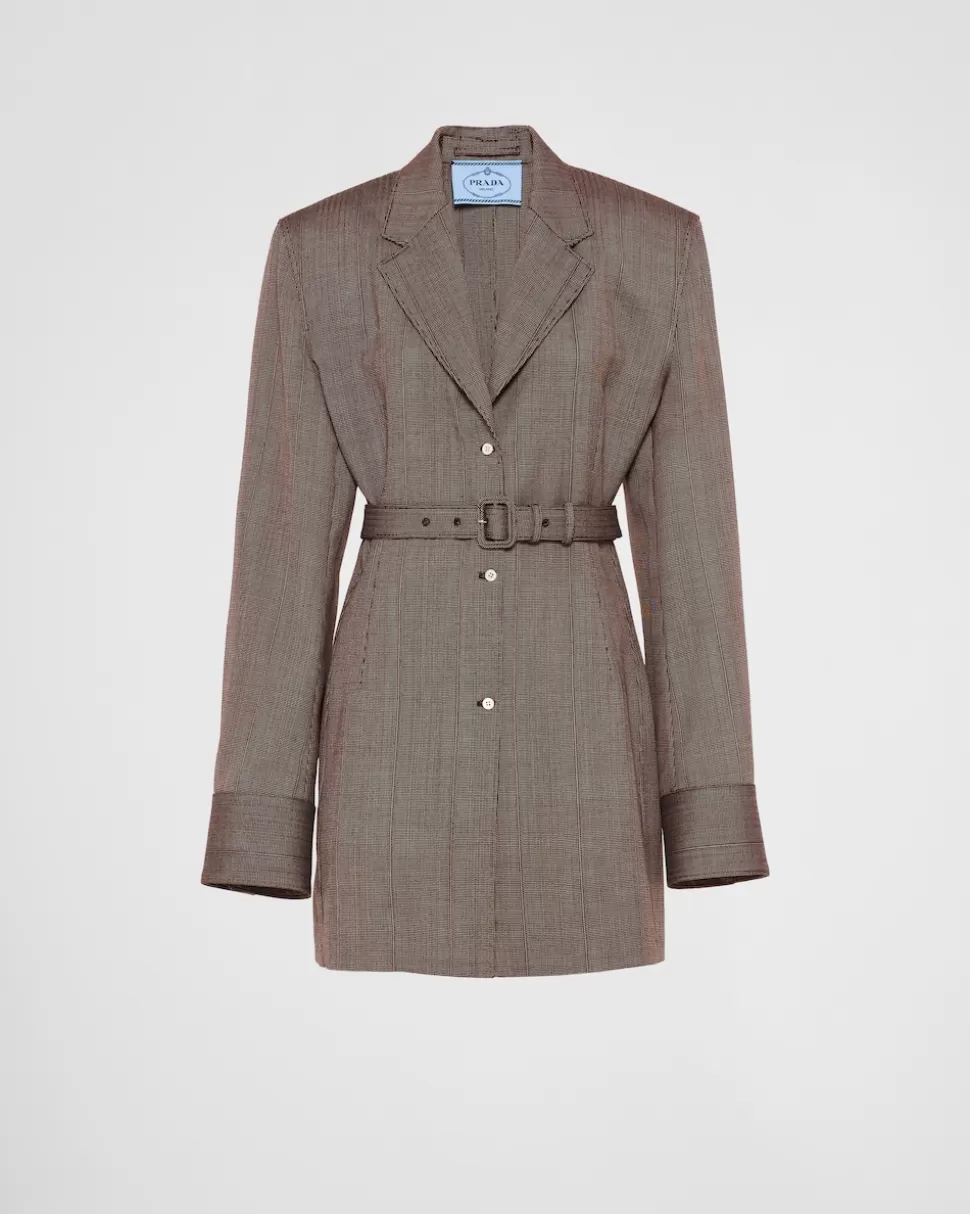Prada Chaqueta De Botonadura Simple De Lana Con Raya Diplomática^Mujer CHAQUETAS Y ABRIGOS