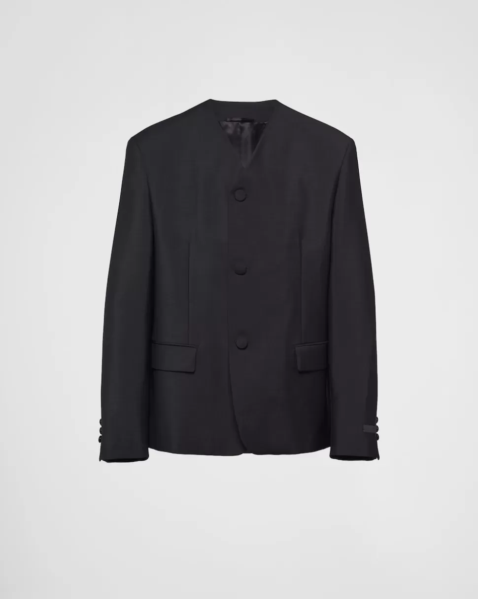 Prada Chaqueta De Botonadura Simple De Lana Mohair^Hombre CHAQUETAS Y ABRIGOS