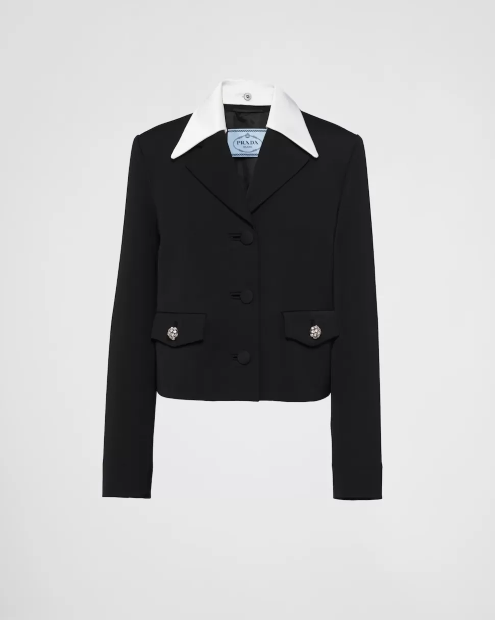 Prada Chaqueta De Botonadura Simple De Lana Y Satén^Mujer CHAQUETAS Y ABRIGOS