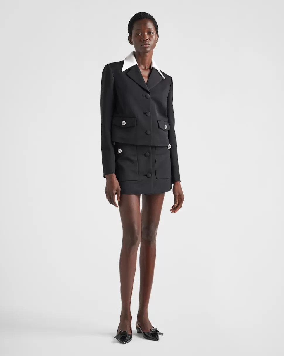Prada Chaqueta De Botonadura Simple De Lana Y Satén^Mujer CHAQUETAS Y ABRIGOS