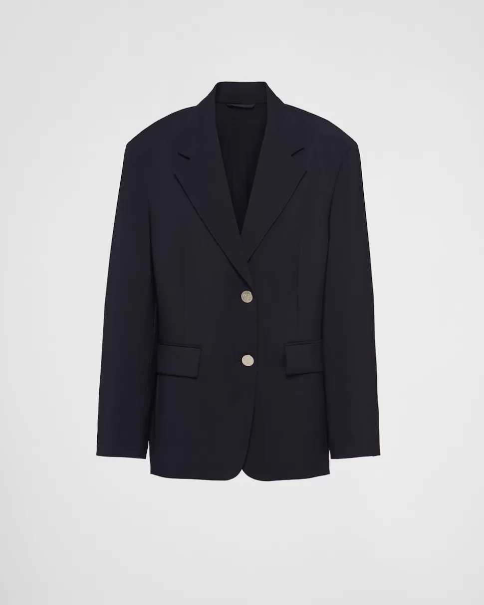 Prada Chaqueta De Botonadura Simple De Mohair Ligero^Mujer CHAQUETAS Y ABRIGOS