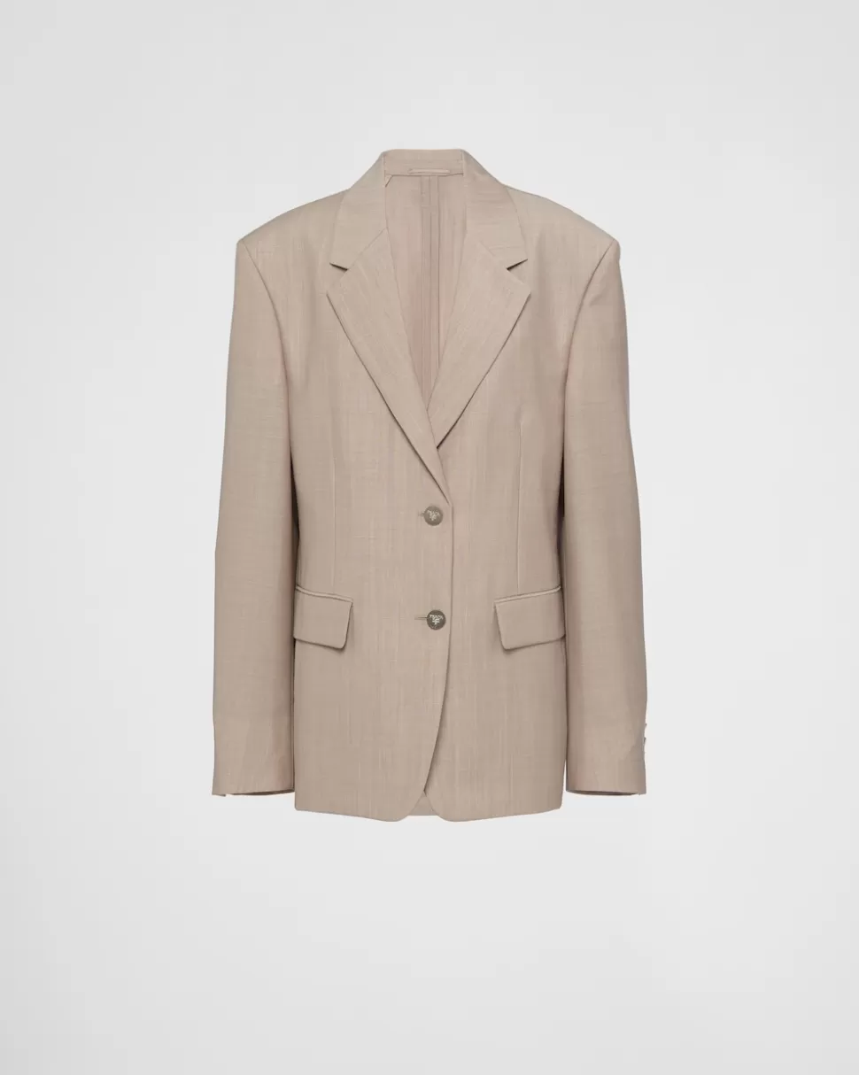 Prada Chaqueta De Botonadura Simple De Mohair Ligero^Mujer CHAQUETAS Y ABRIGOS