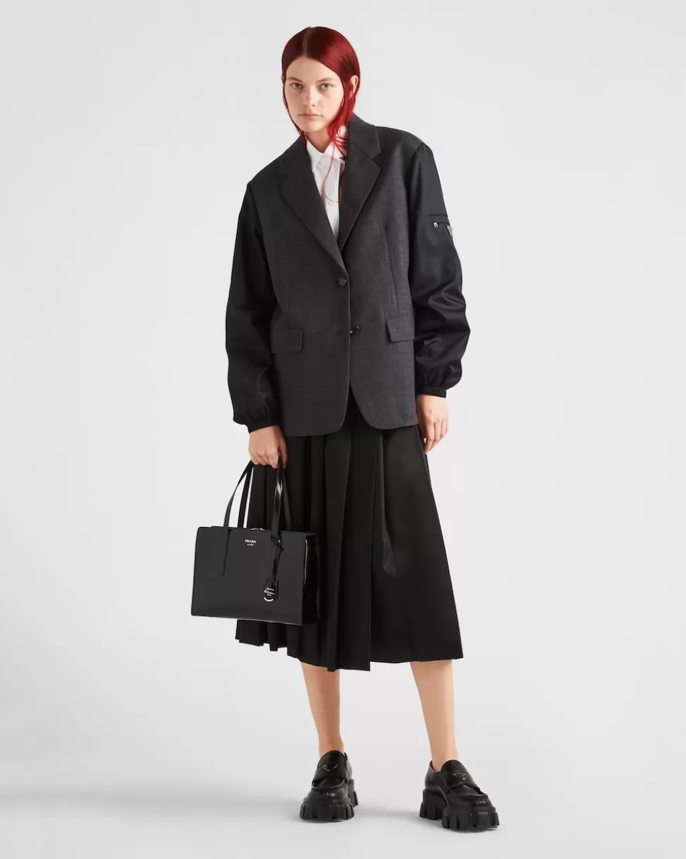 Prada Chaqueta De Botonadura Simple De Re-nylon Y Lana^Mujer CHAQUETAS Y ABRIGOS