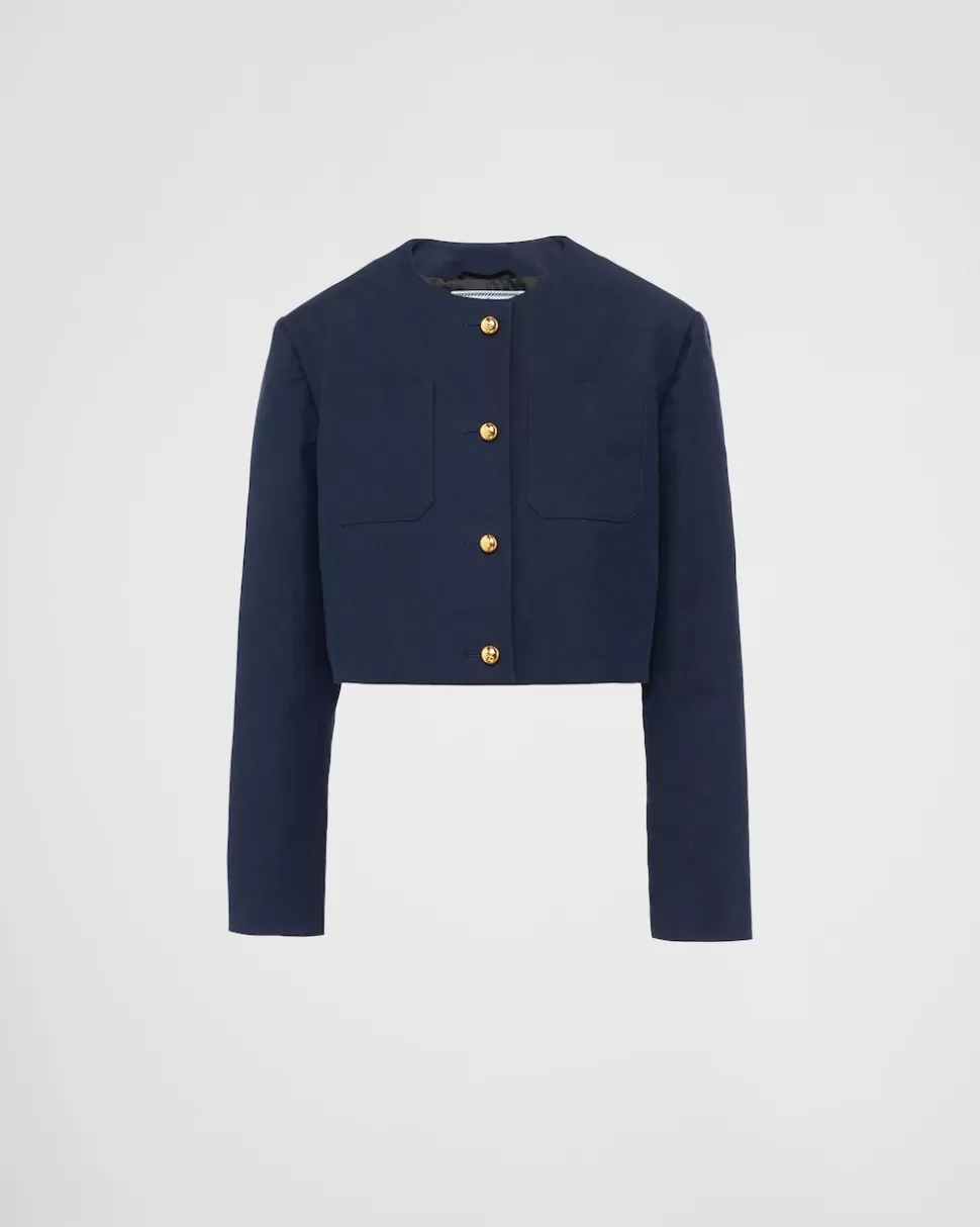 Prada Chaqueta De Botonadura Simple De Tricotina^Mujer CHAQUETAS Y ABRIGOS
