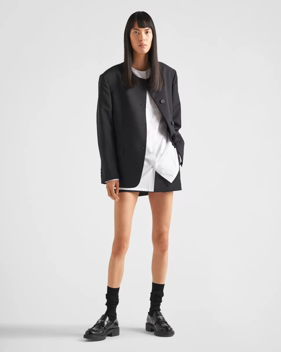 Prada Chaqueta De Botonadura Simple En Kid Mohair^Mujer CHAQUETAS Y ABRIGOS