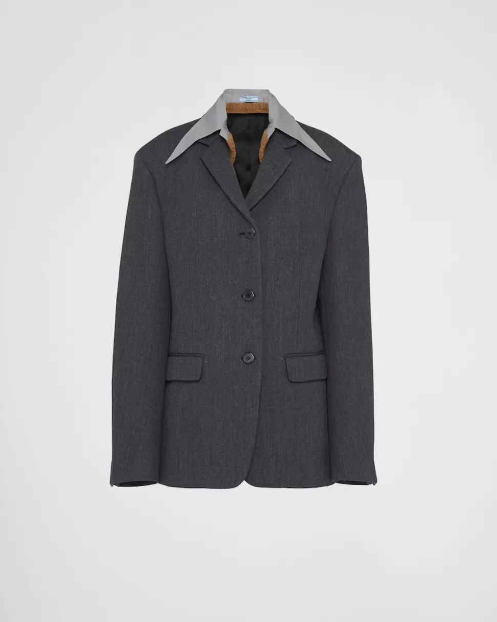 Prada Chaqueta De Botonadura Simple En Lana^Mujer CHAQUETAS Y ABRIGOS