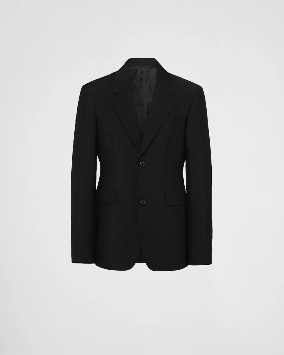Prada Chaqueta De Cruzado Simple De Lana Mohair^Hombre CHAQUETAS Y ABRIGOS