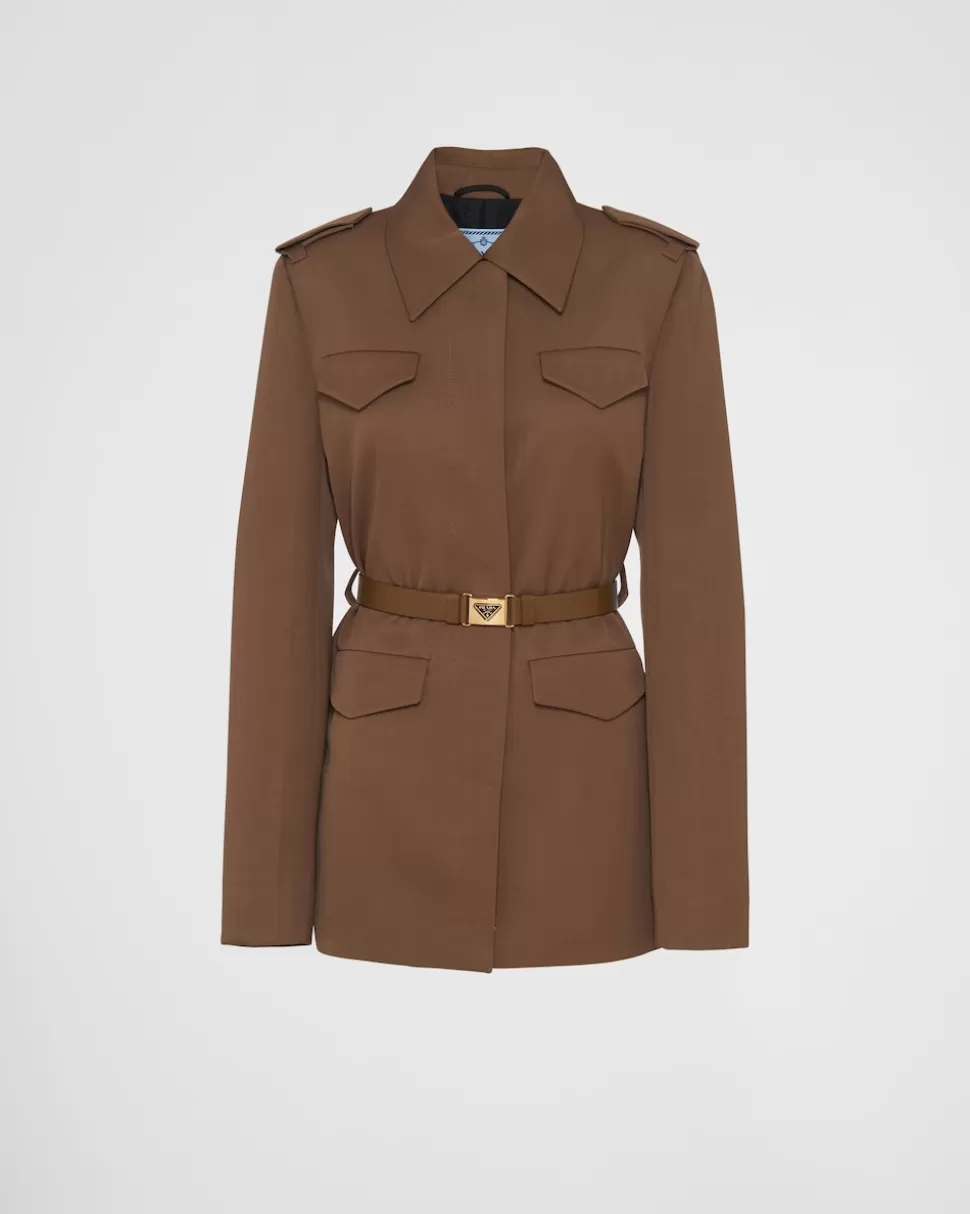 Prada Chaqueta De Gabardina De Botonadura Simple^Mujer CHAQUETAS Y ABRIGOS