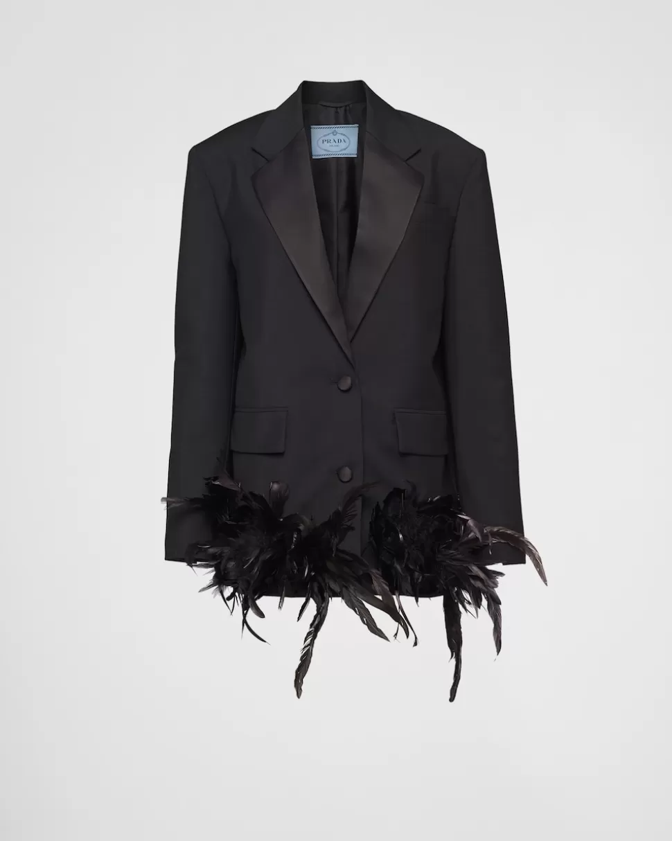 Prada Chaqueta De Kid Mohair Con Plumas^Mujer CHAQUETAS Y ABRIGOS