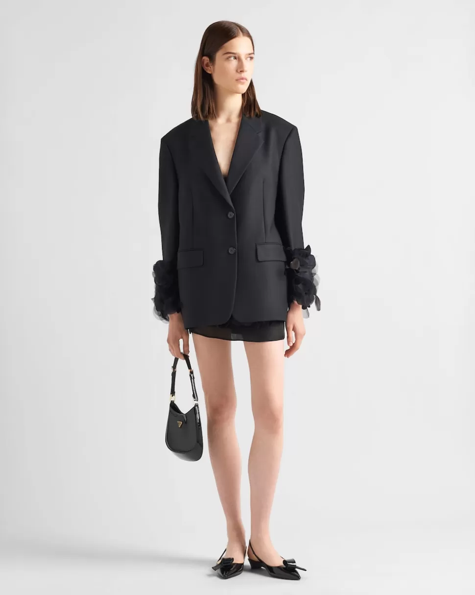 Prada Chaqueta De Lana De Botonadura Simple Con Detalle De Plumas^Mujer CHAQUETAS Y ABRIGOS