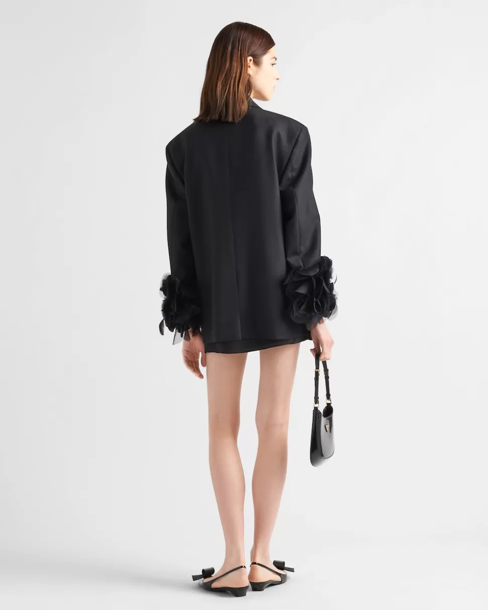 Prada Chaqueta De Lana De Botonadura Simple Con Detalle De Plumas^Mujer CHAQUETAS Y ABRIGOS