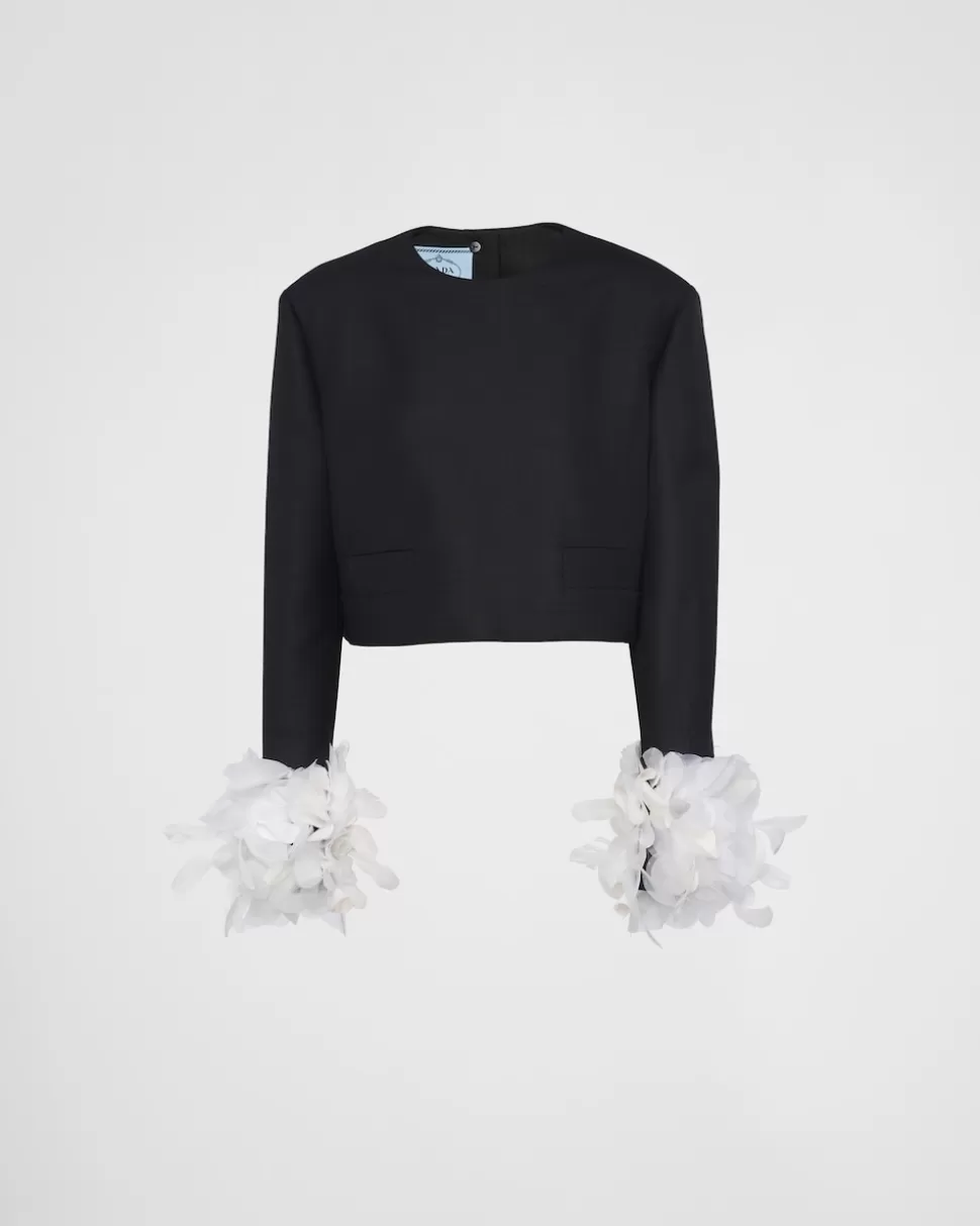 Prada Chaqueta De Lana De Botonadura Simple Con Plumas^Mujer CHAQUETAS Y ABRIGOS