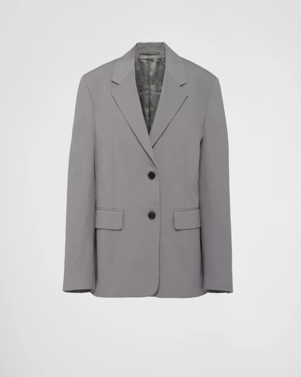 Prada Chaqueta De Panamá De Algodón De Botonadura Simple^Mujer CHAQUETAS Y ABRIGOS