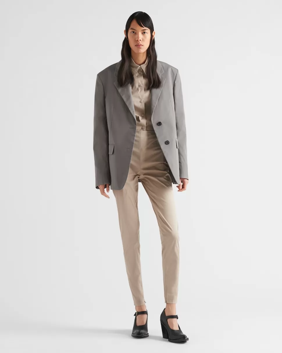 Prada Chaqueta De Panamá De Algodón De Botonadura Simple^Mujer CHAQUETAS Y ABRIGOS