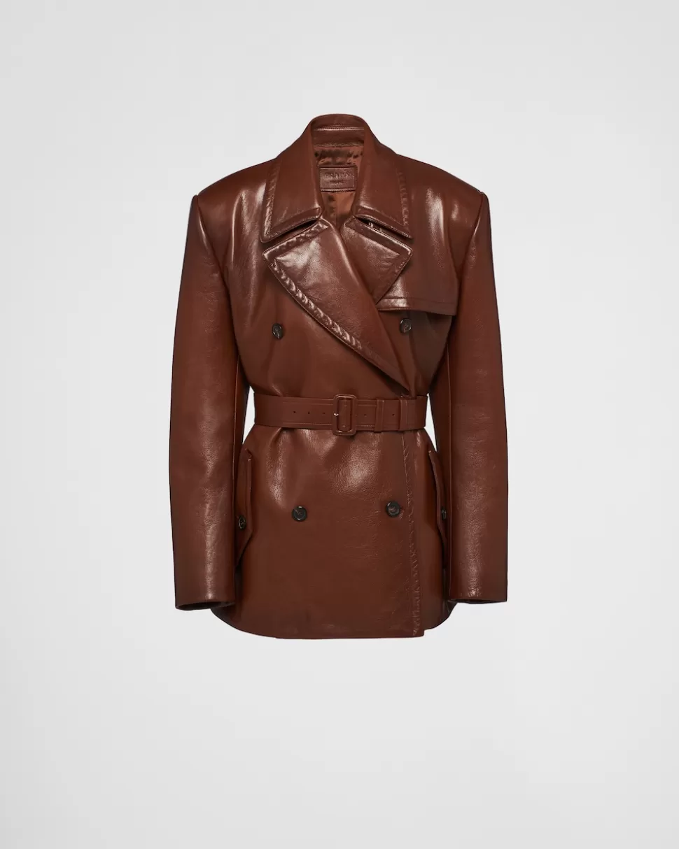 Prada Chaqueta De Piel Con Cruzado Doble^Mujer ROPA DE PIEL