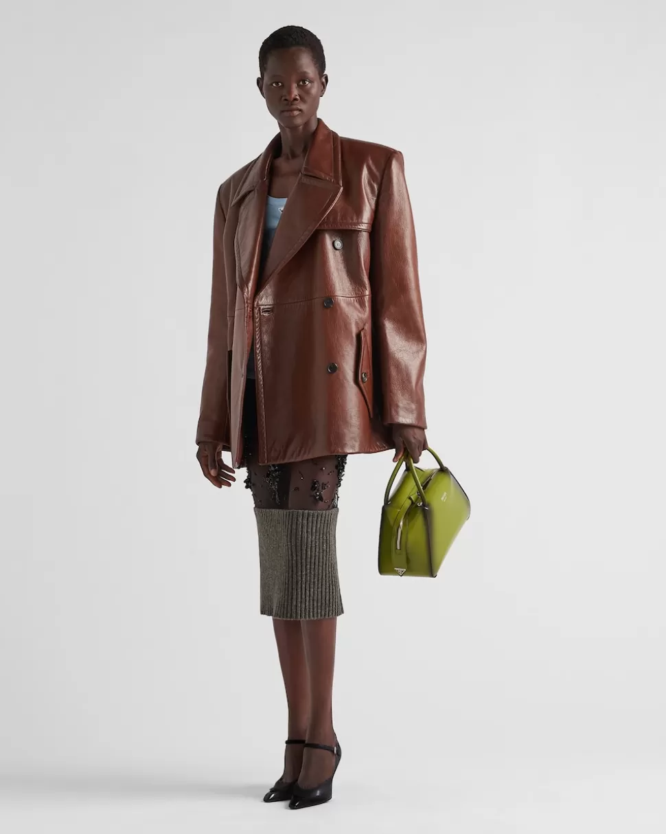 Prada Chaqueta De Piel Con Cruzado Doble^Mujer ROPA DE PIEL
