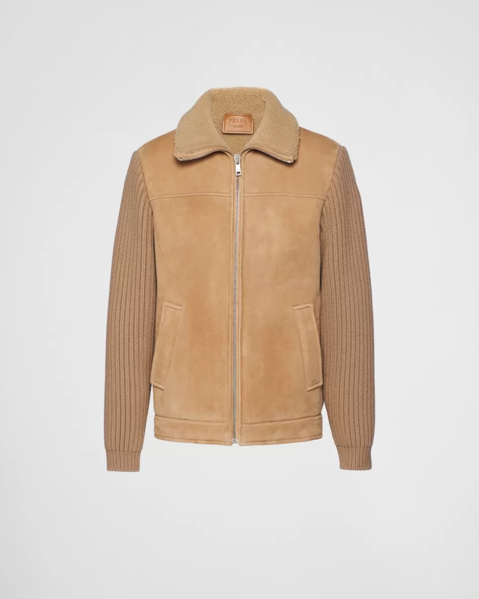 Prada Chaqueta De Piel Vuelta Y Punto^Hombre ROPA DE PIEL
