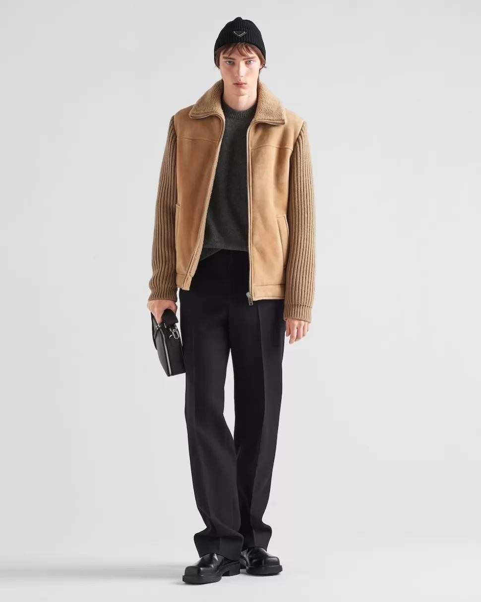 Prada Chaqueta De Piel Vuelta Y Punto^Hombre ROPA DE PIEL