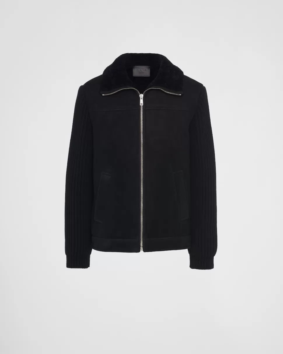 Prada Chaqueta De Piel Vuelta Y Punto^Hombre ROPA DE PIEL