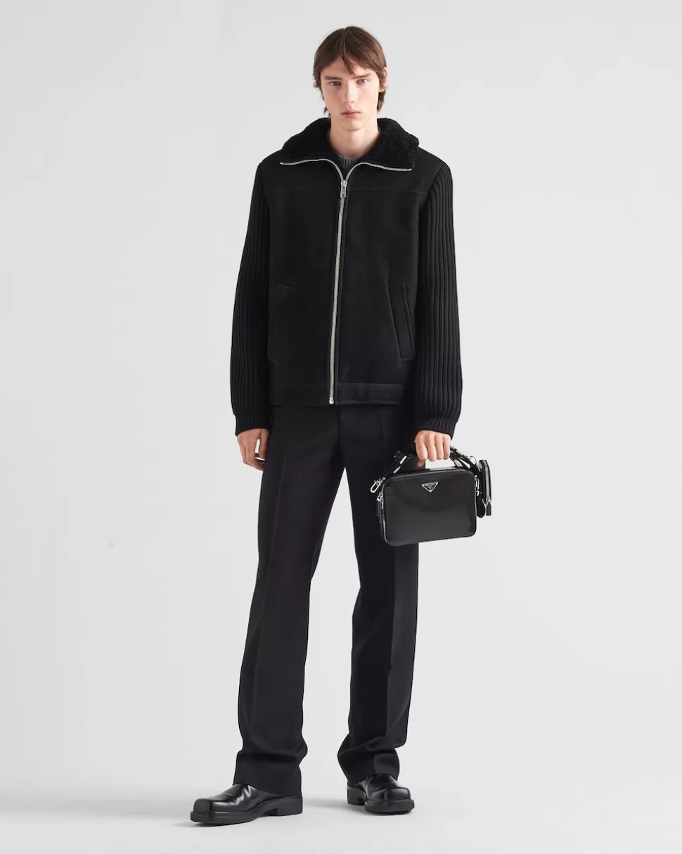 Prada Chaqueta De Piel Vuelta Y Punto^Hombre ROPA DE PIEL