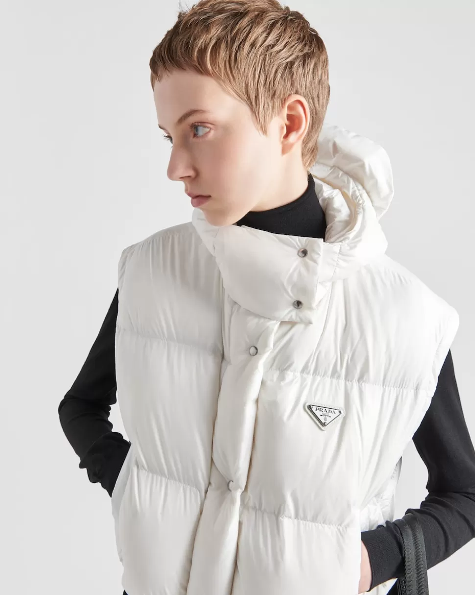 Prada Chaqueta De Plumón Corta Convertible De Re-nylon^Mujer ROPA DE ABRIGO