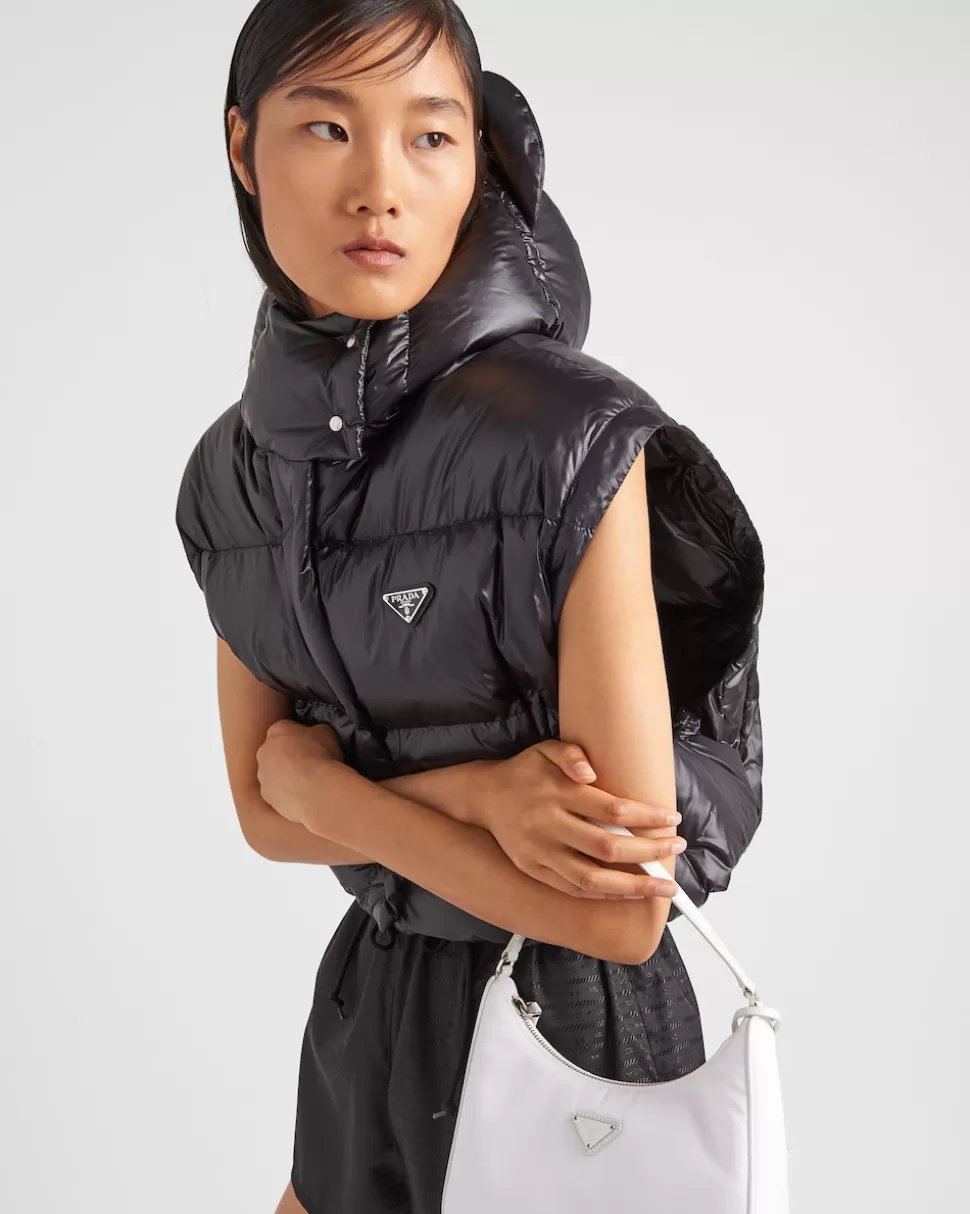 Prada Chaqueta De Plumón Corta Convertible De Re-nylon^Mujer ROPA DE ABRIGO