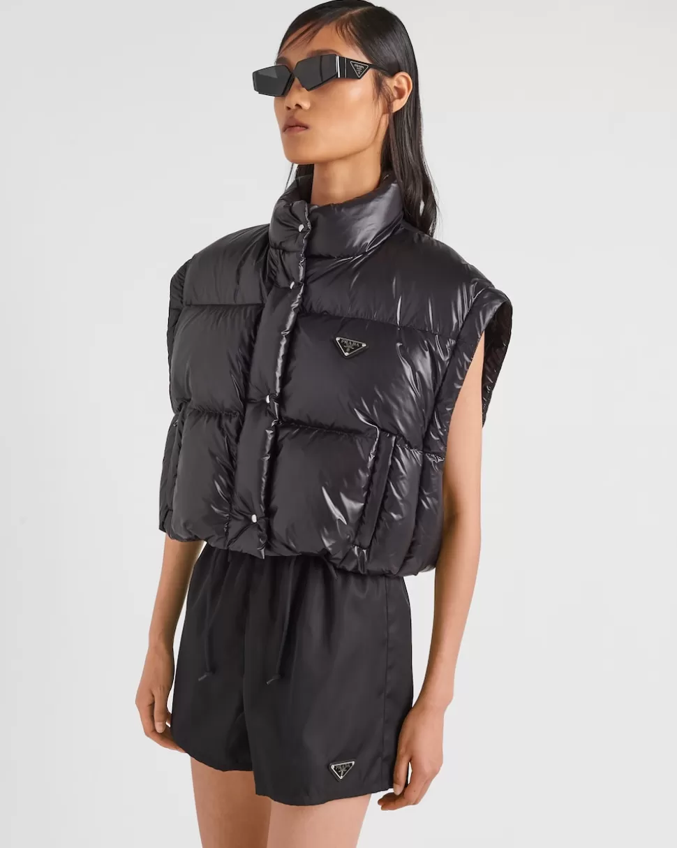 Prada Chaqueta De Plumón Corta Convertible De Re-nylon^Mujer ROPA DE ABRIGO