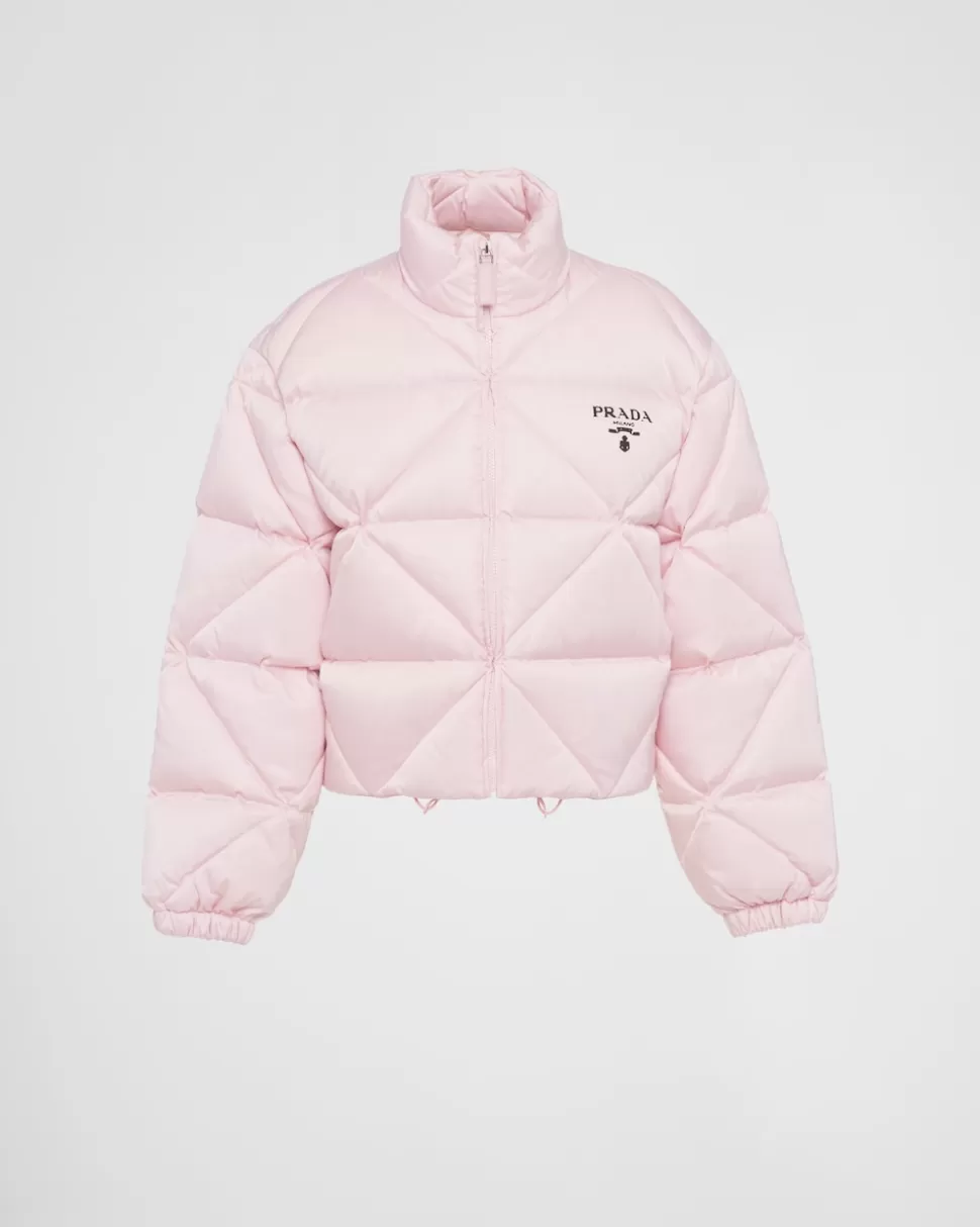 Prada Chaqueta De Plumón Corta De Gabardina De Re-nylon^Mujer ROPA DE ABRIGO
