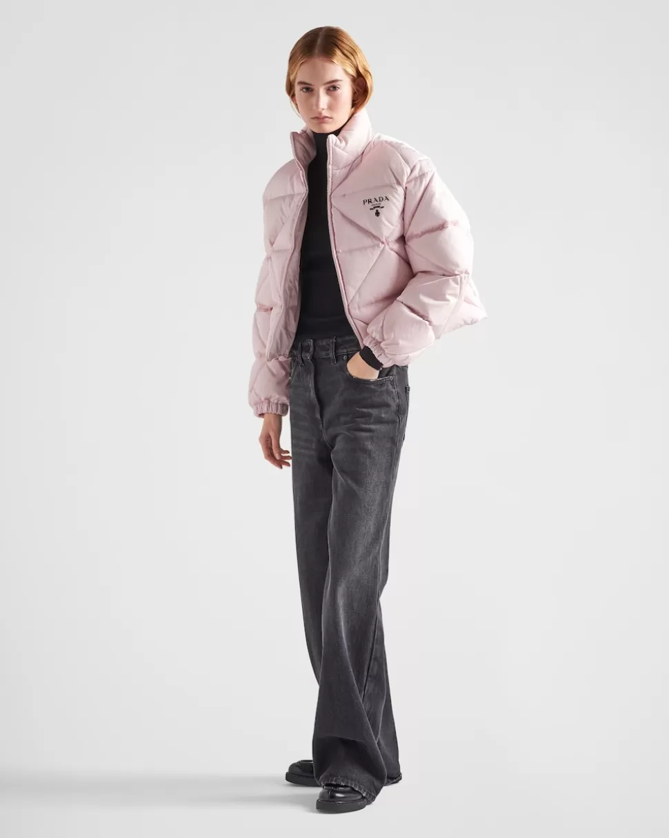 Prada Chaqueta De Plumón Corta De Gabardina De Re-nylon^Mujer ROPA DE ABRIGO