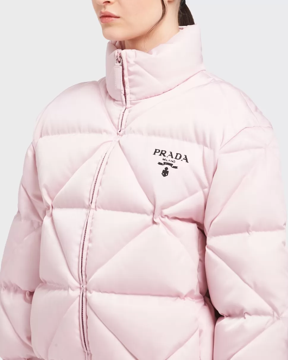 Prada Chaqueta De Plumón Corta De Gabardina De Re-nylon^Mujer ROPA DE ABRIGO