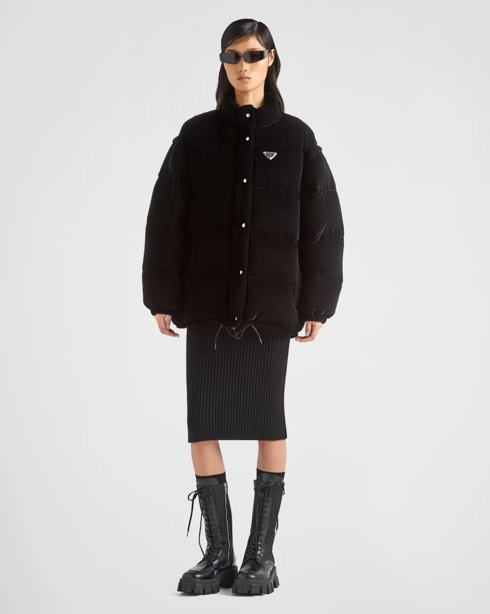 Prada Chaqueta De Plumón Y Terciopelo Convertible^Mujer ROPA DE ABRIGO