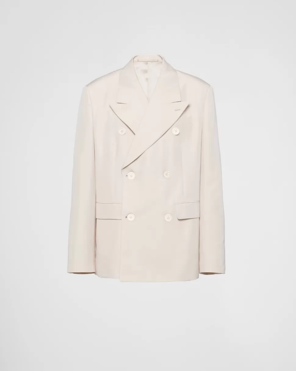 Prada Chaqueta De Seda De Botonadura Doble^Hombre CHAQUETAS Y ABRIGOS