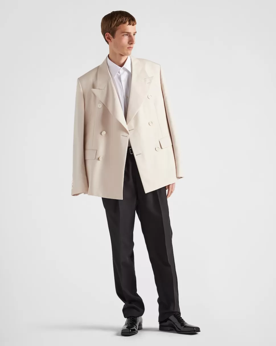 Prada Chaqueta De Seda De Botonadura Doble^Hombre CHAQUETAS Y ABRIGOS