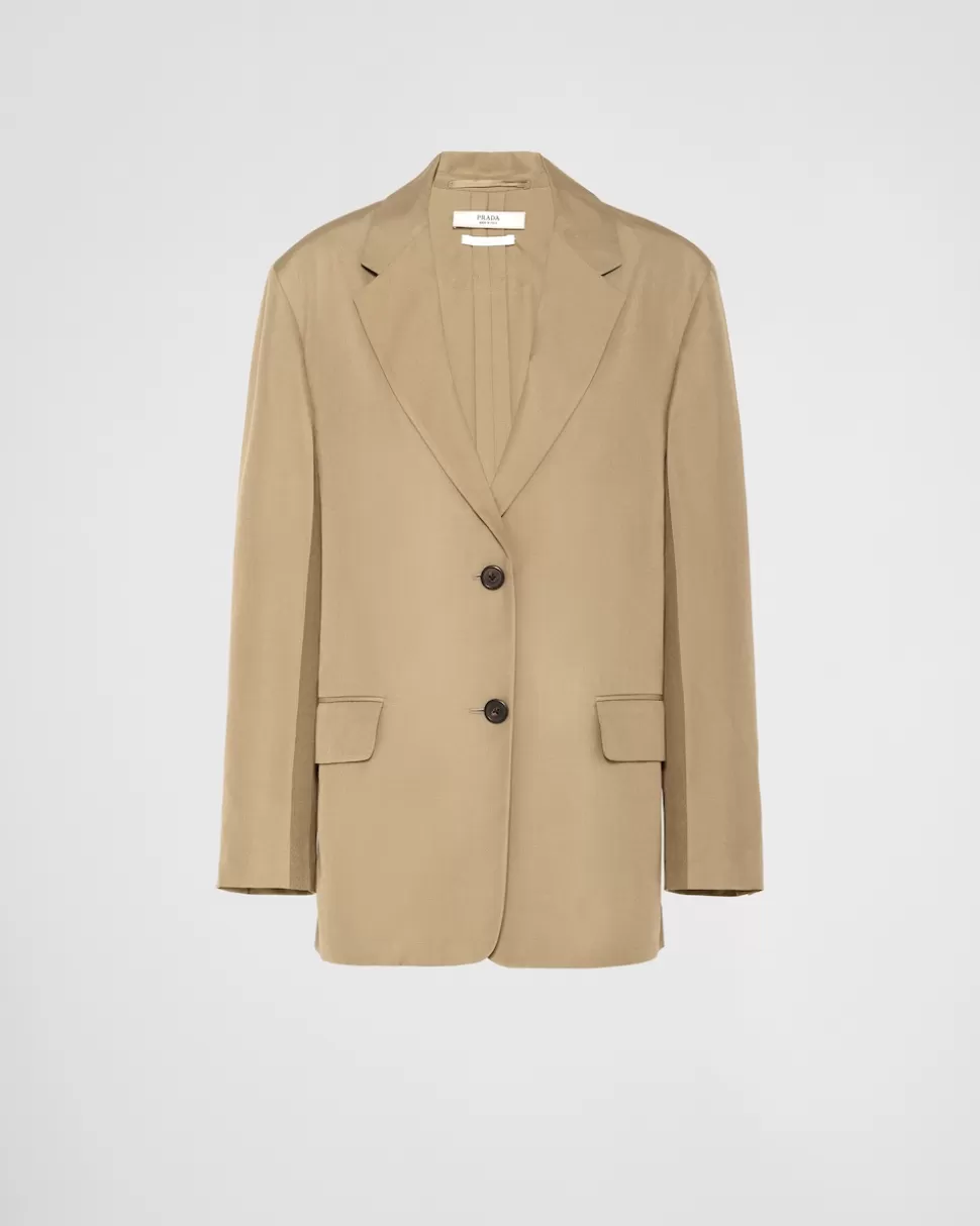 Prada Chaqueta De Seda De Botonadura Simple^Mujer CHAQUETAS Y ABRIGOS