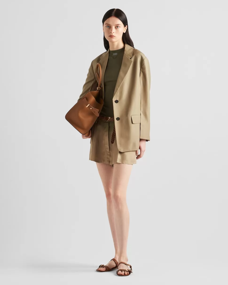 Prada Chaqueta De Seda De Botonadura Simple^Mujer CHAQUETAS Y ABRIGOS