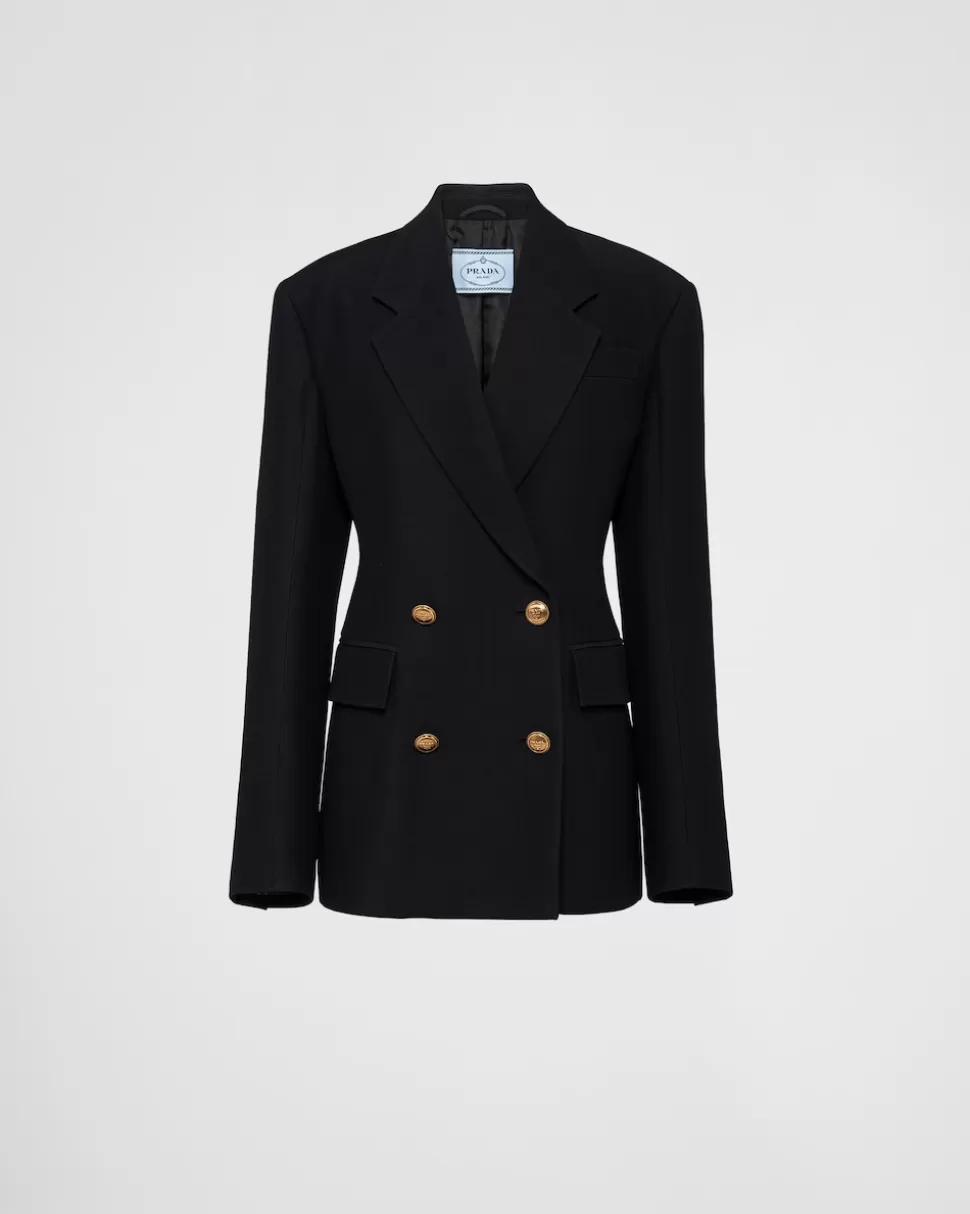 Prada Chaqueta De Tricotina Con Cruzado Doble^Mujer CHAQUETAS Y ABRIGOS
