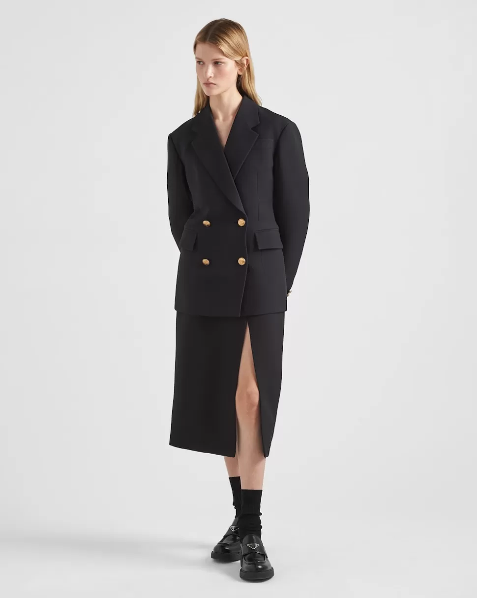 Prada Chaqueta De Tricotina Con Cruzado Doble^Mujer CHAQUETAS Y ABRIGOS
