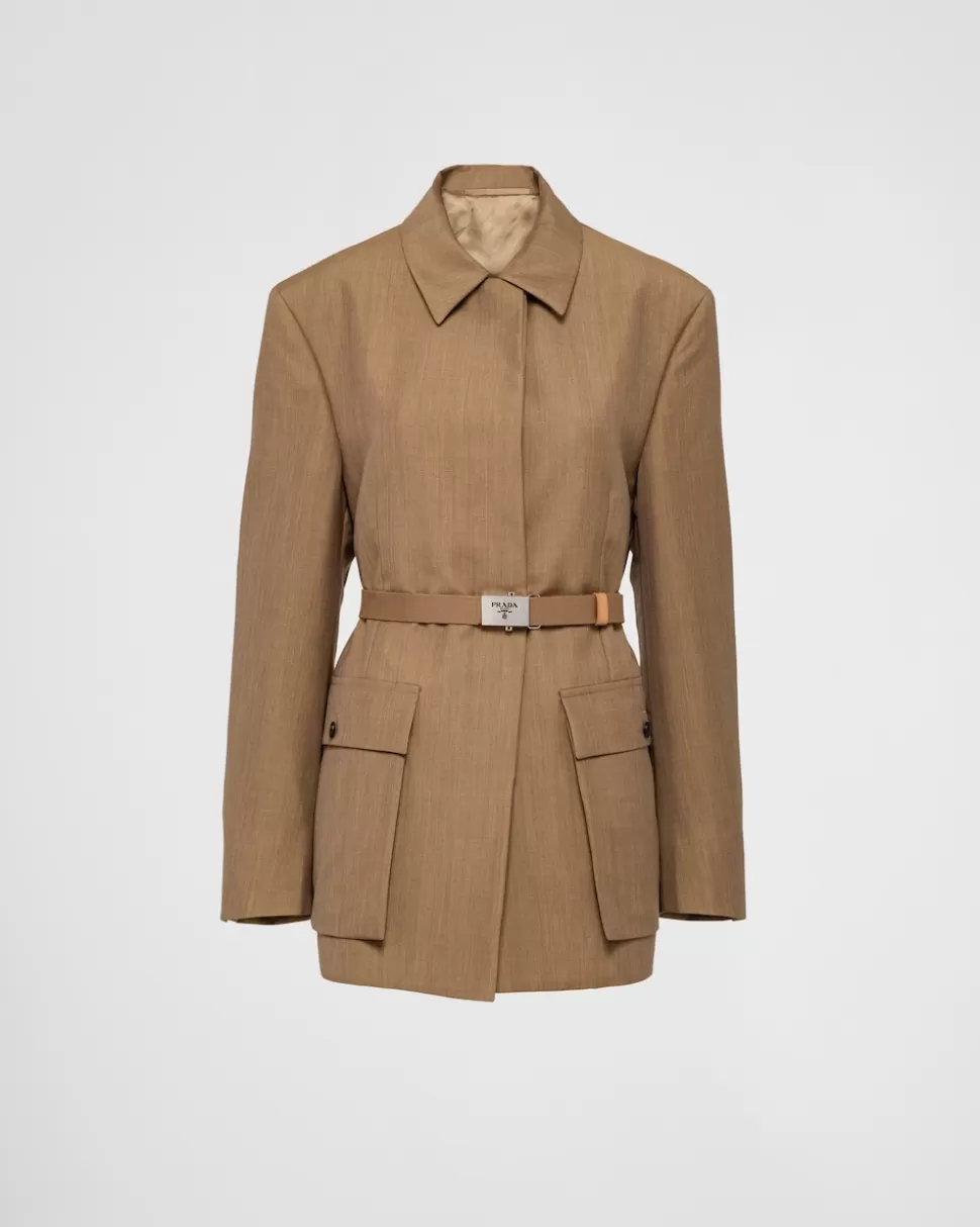 Prada Chaqueta En Kid Mohair De Botonadura Simple^Mujer CHAQUETAS Y ABRIGOS