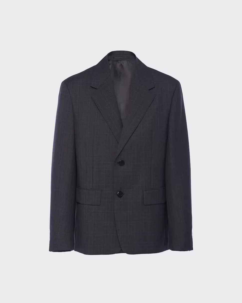 Prada Chaqueta En Mohair Príncipe De Gales^Hombre CHAQUETAS Y ABRIGOS