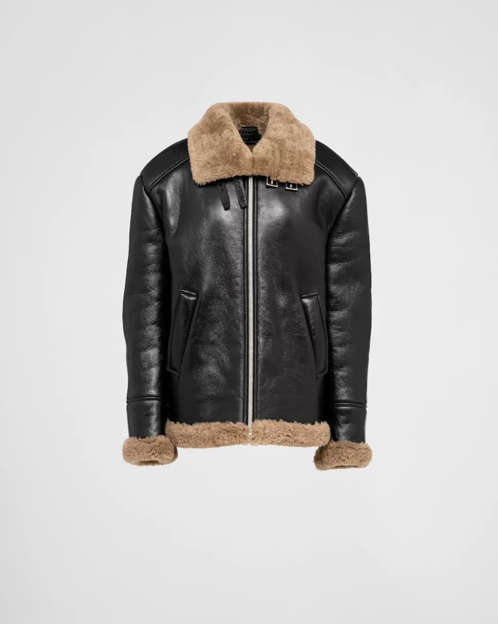Prada Chaqueta Holgada De Piel Vuelta^Mujer ROPA DE PIEL
