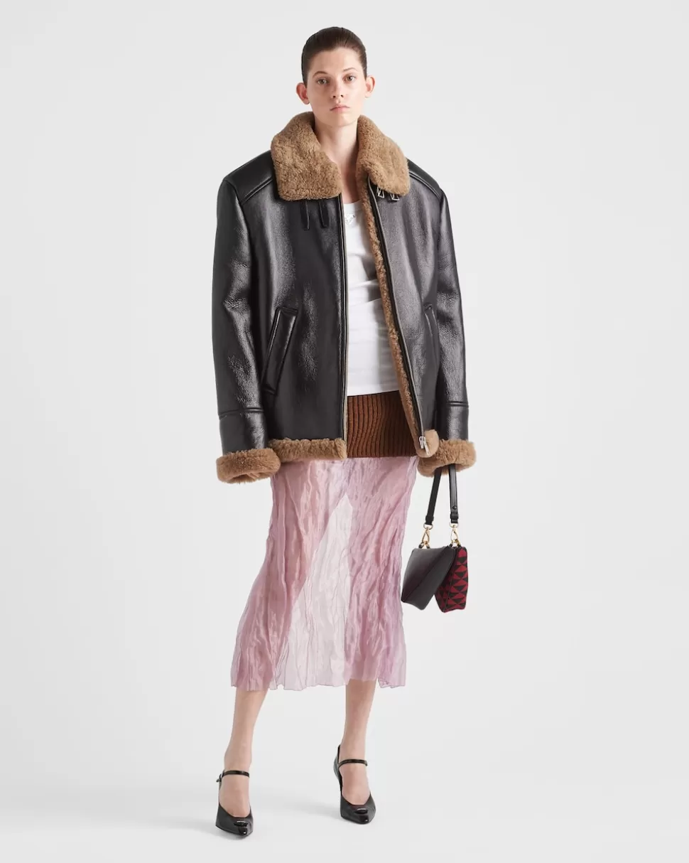 Prada Chaqueta Holgada De Piel Vuelta^Mujer ROPA DE PIEL