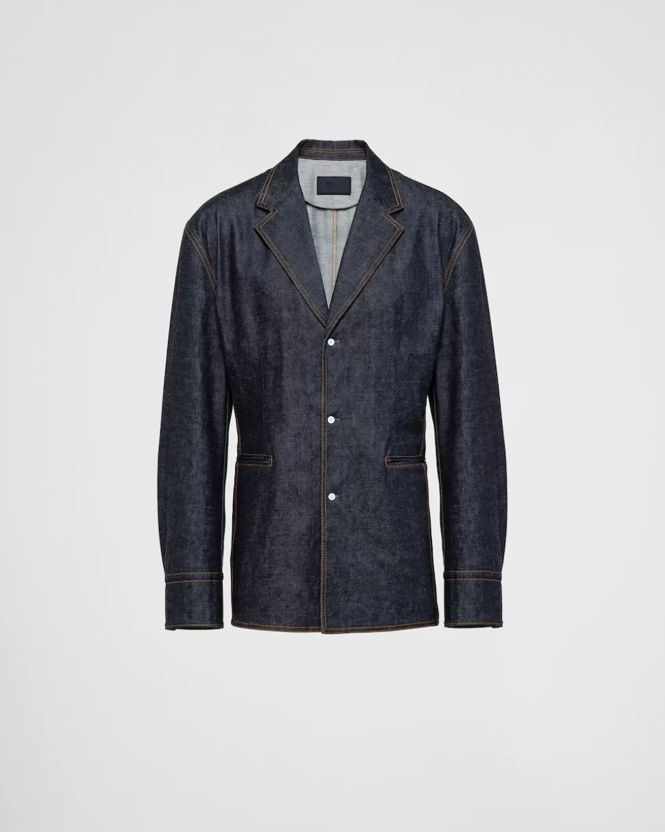 Prada Chaqueta Vaquera De Botonadura Simple^Hombre TEJIDO VAQUERO