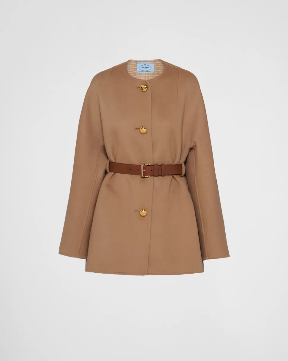 Prada Chaquetón De Botonadura Simple En Lana Doble^Mujer CHAQUETAS Y ABRIGOS
