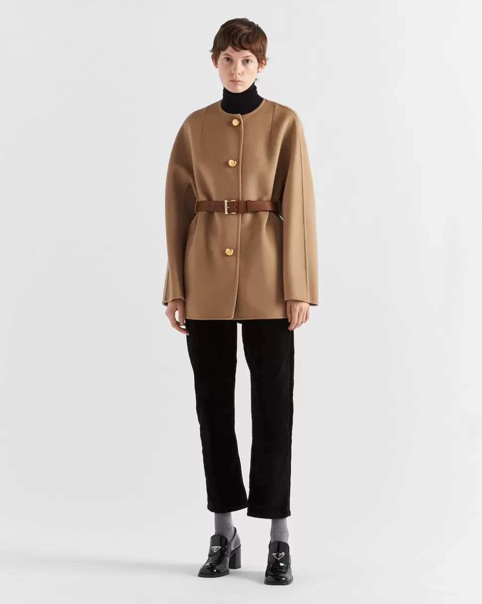 Prada Chaquetón De Botonadura Simple En Lana Doble^Mujer CHAQUETAS Y ABRIGOS